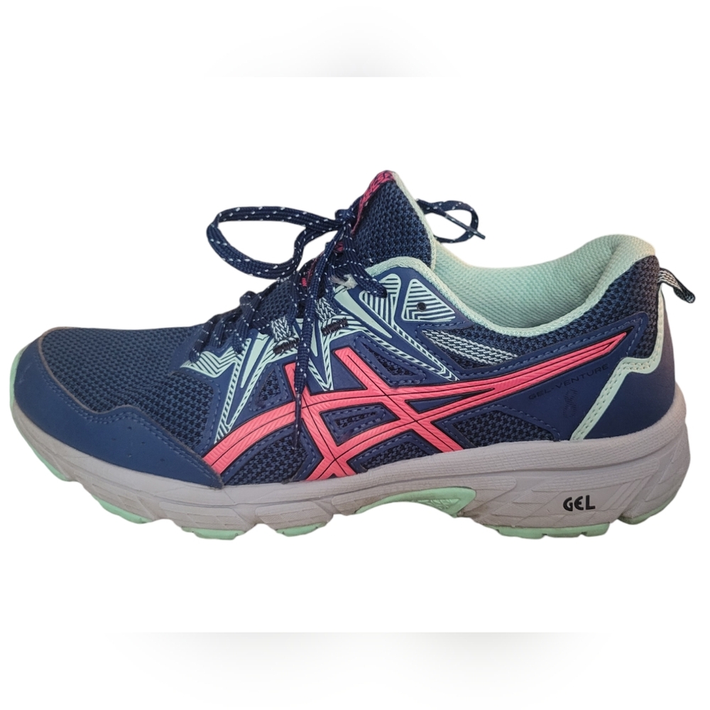 Asics Gel Venture 8 Blue, Mint, Pink Trail Running Shoe 8.5 *Wear